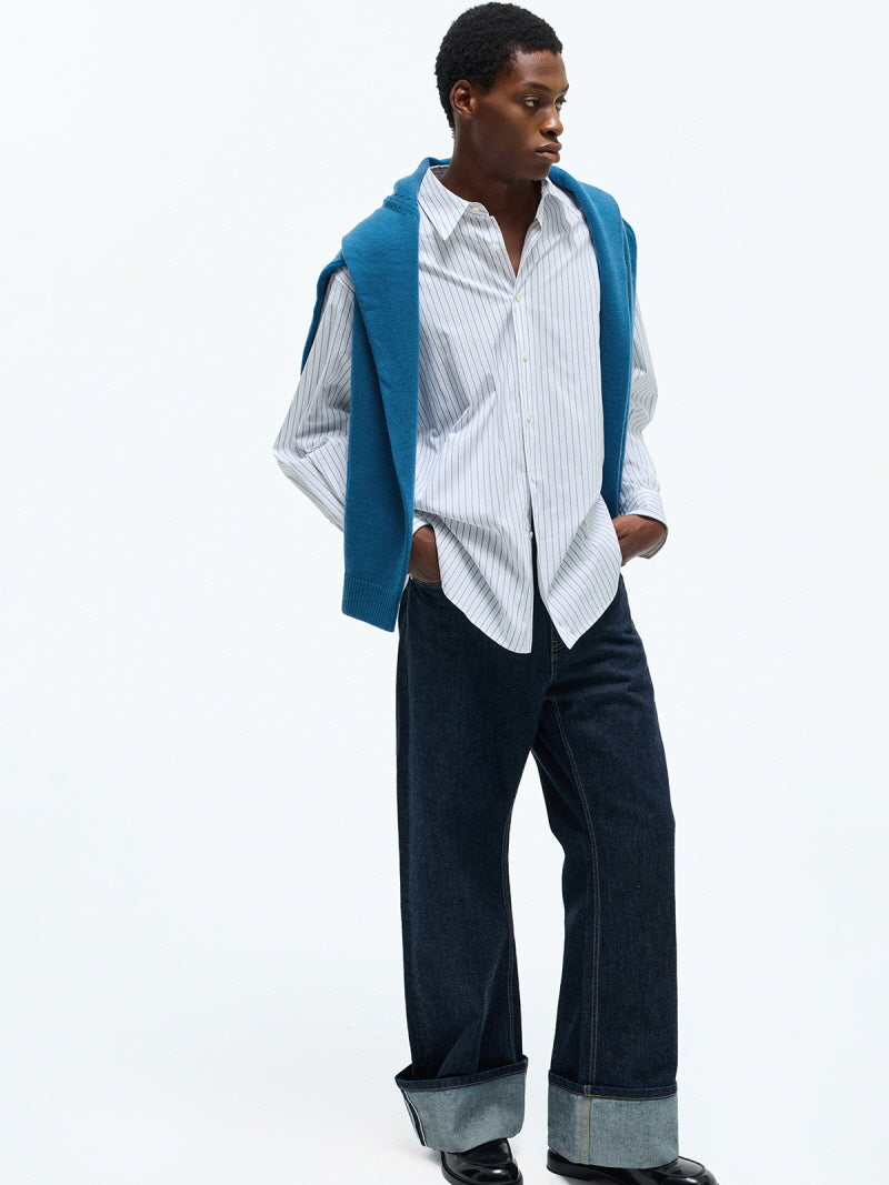 Striped Cotton Blend Casual Shirt