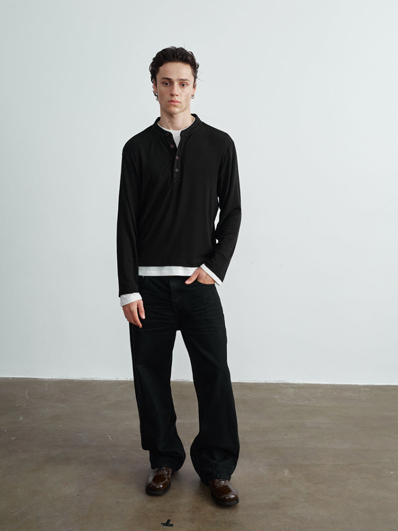 Tencel Wool Layered Henry Collar
