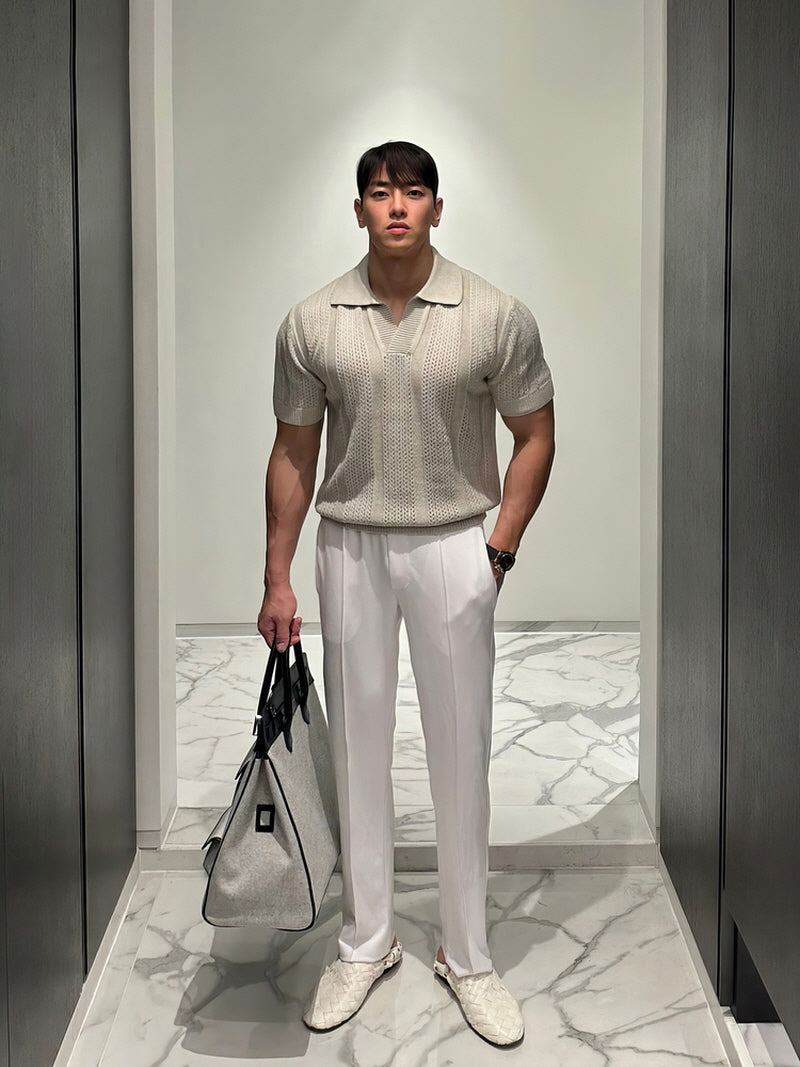 Summer Casual Mesh Knit Polo