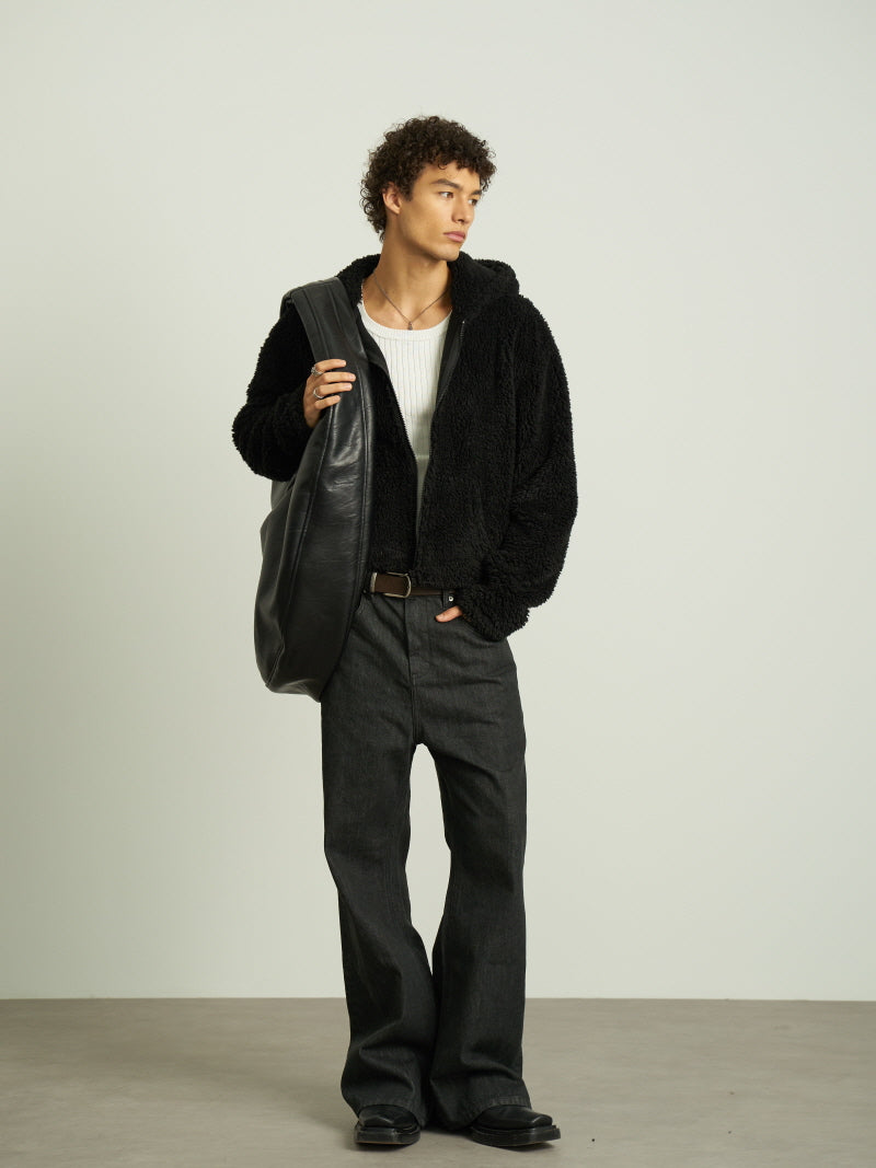 Short Wide Shearling Sweatshirt