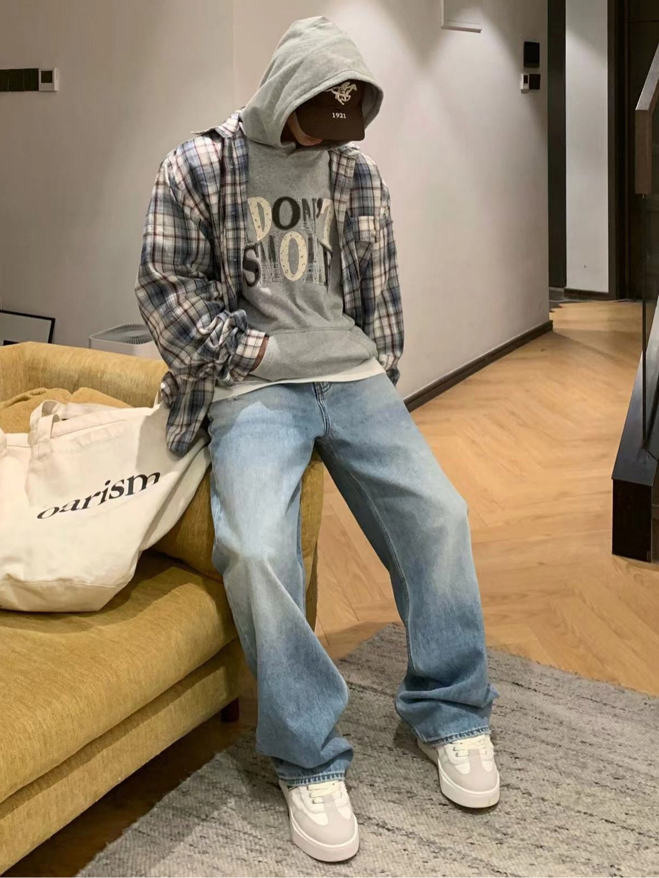 Ice Blue Washed Baggy Jeans