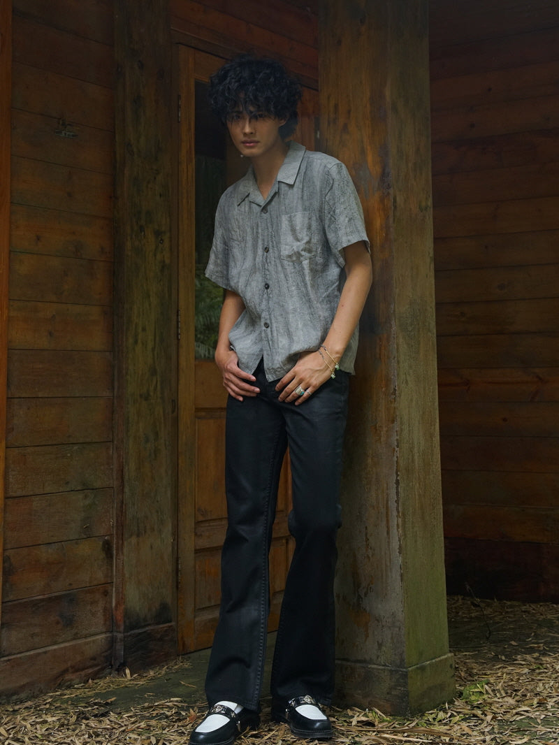 Black Wax Flare Jeans