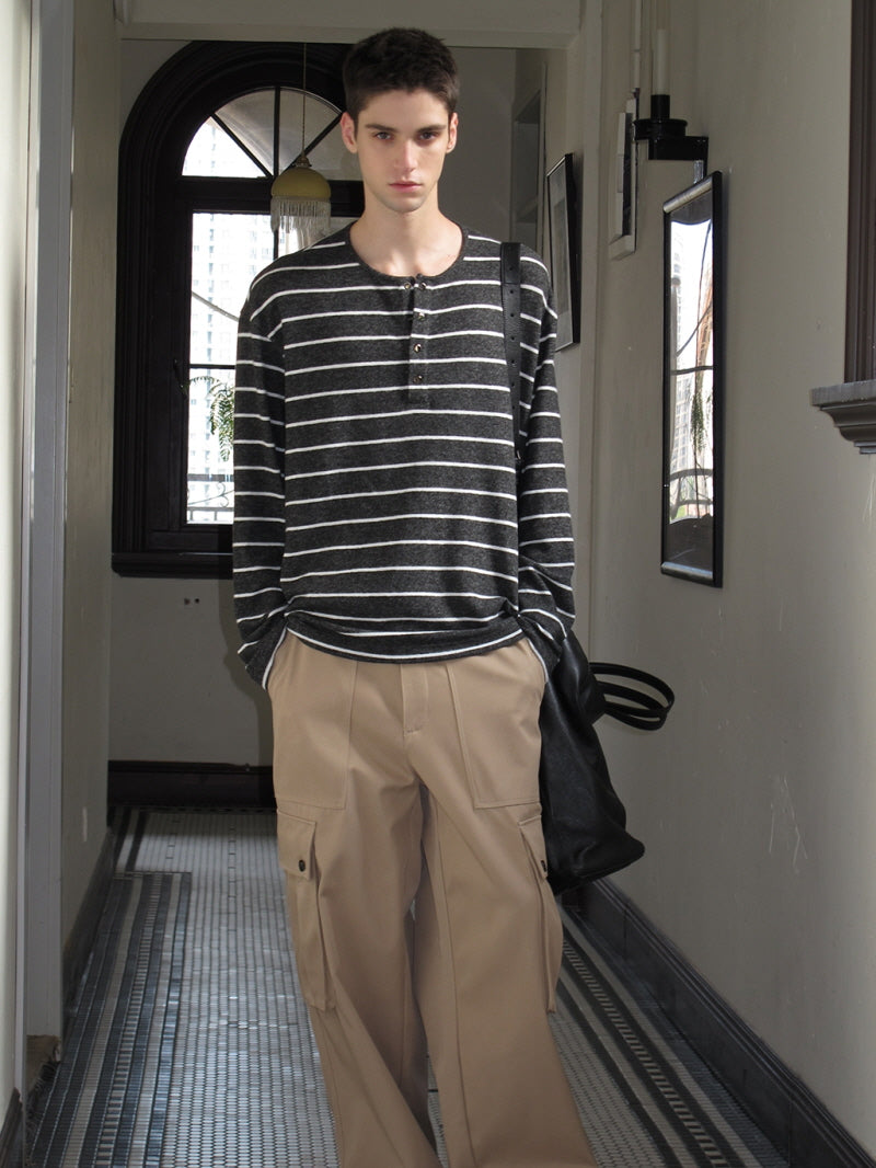 Boyfriend Stripe Button Tee