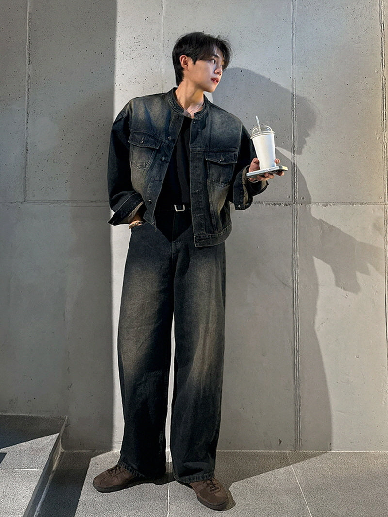 Vintage Stand Collar Denim Jacket