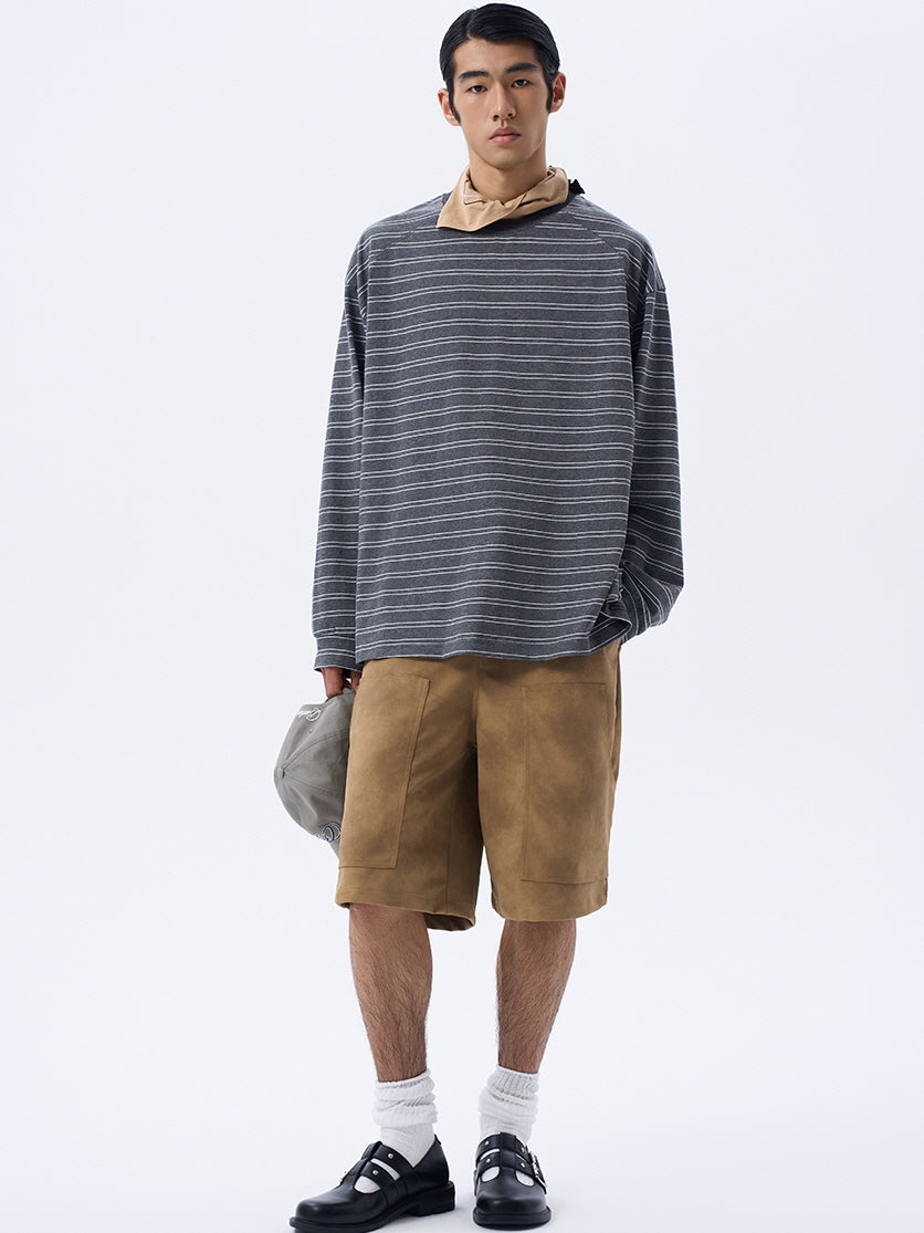 Beige Suede Cargo Pants