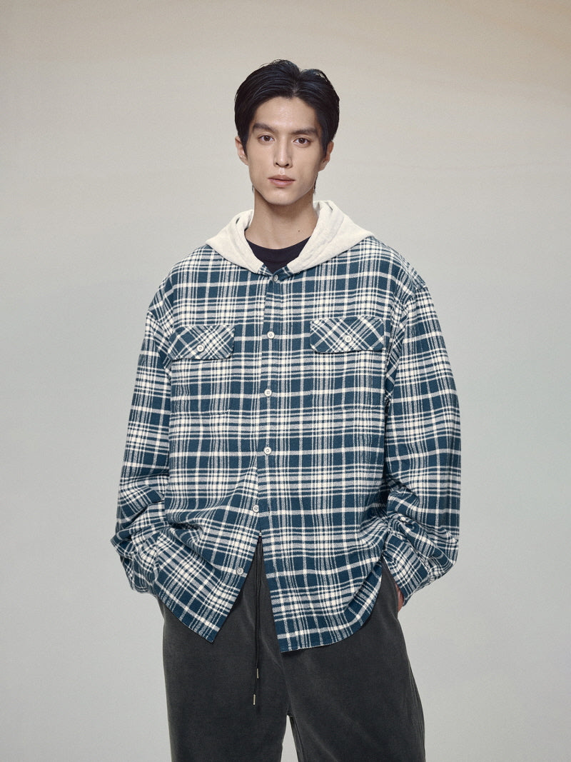 Hooded Flannel Shirt Jacket