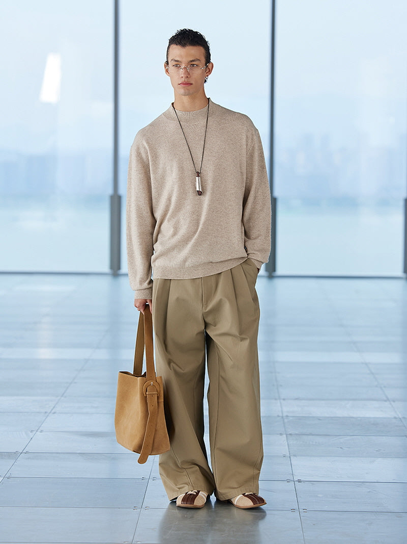 Beige Summer Loose Straight Pants