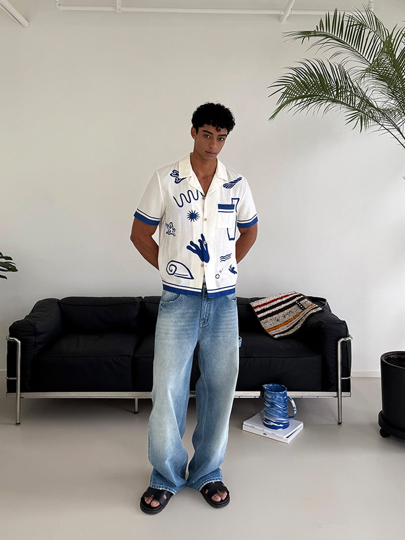 Holiday Cuban Collar Resort Print Shirt