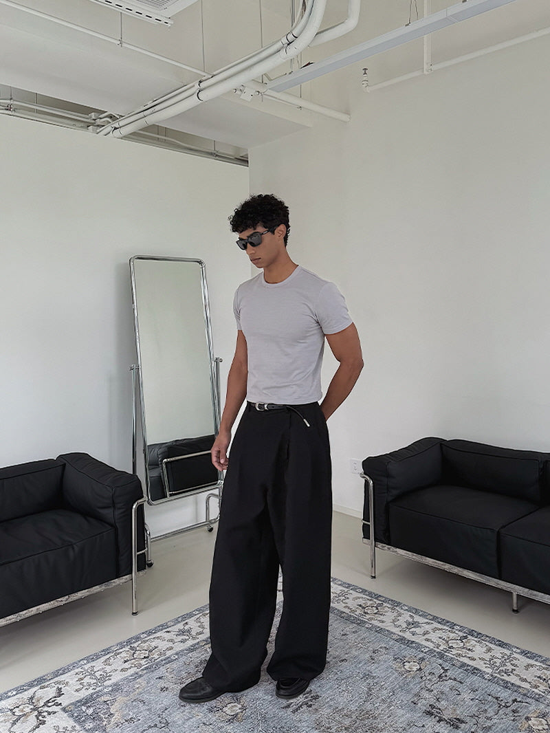 Black Oversized Pleated Pants