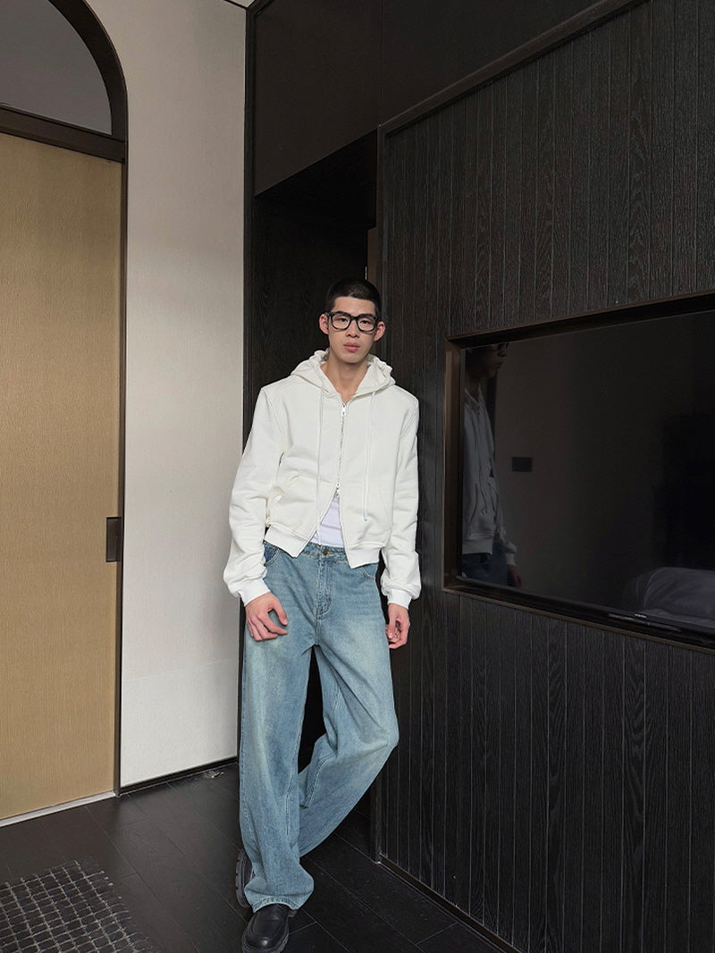 Urban Seoul Heavyweight Cropped Double-Zip Hoodie