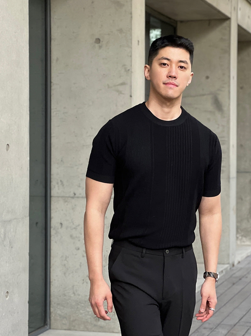 High-End Asymmetric Stripe  Polo