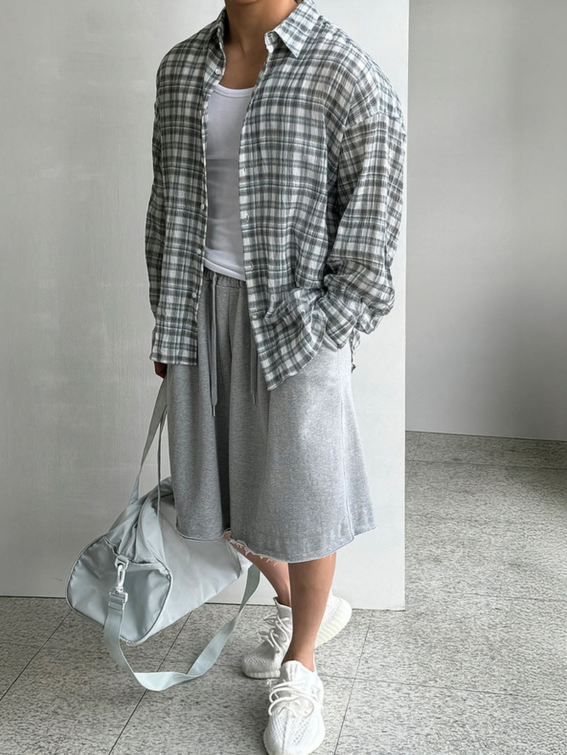 Loose Straight Wide-Leg 5-Point Pants