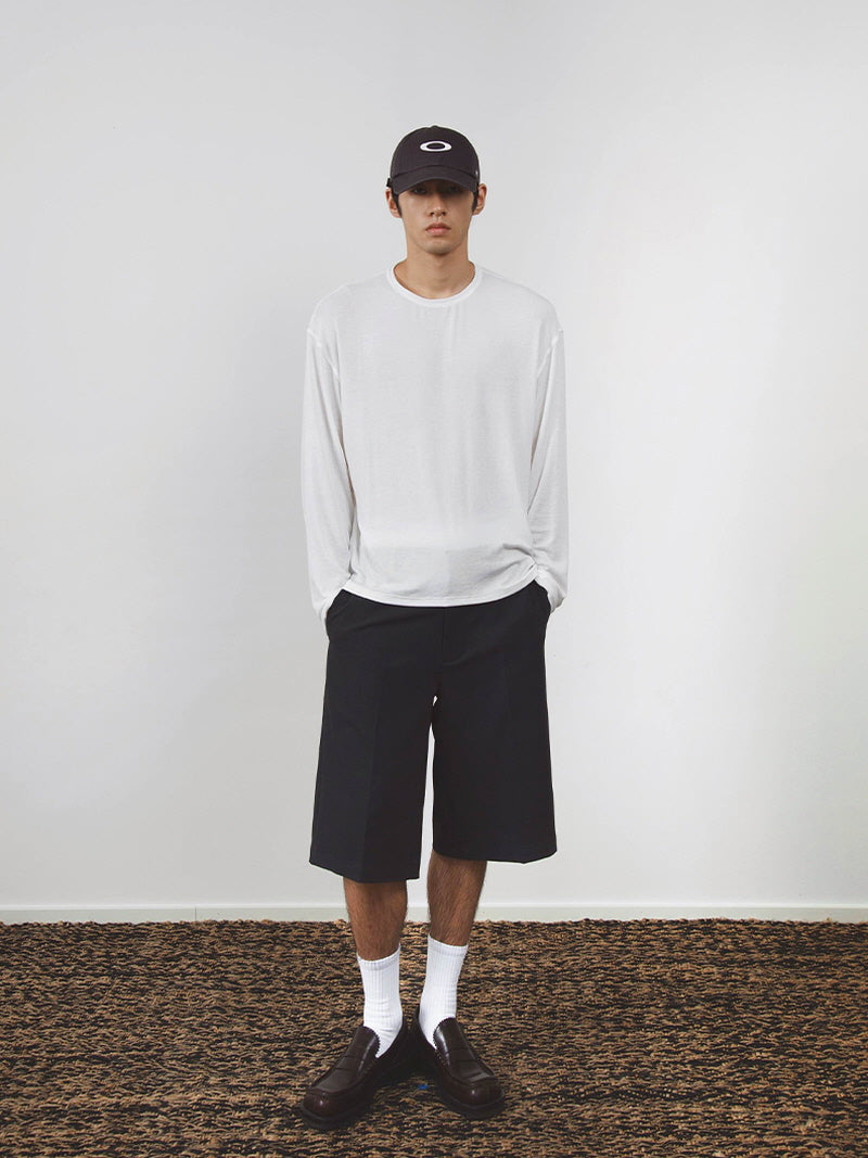 Black & Gray Double-Waist Suit Shorts