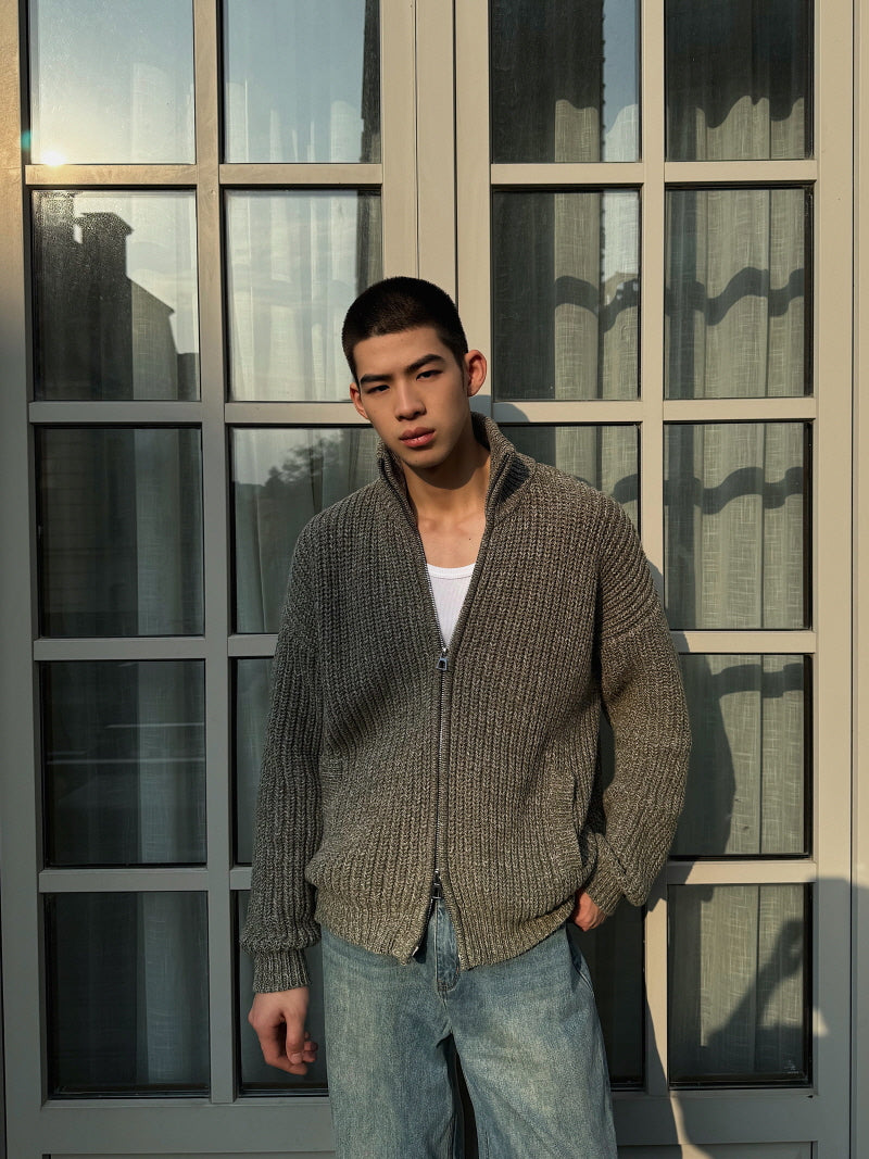 Gray-Green Zipper Sweater