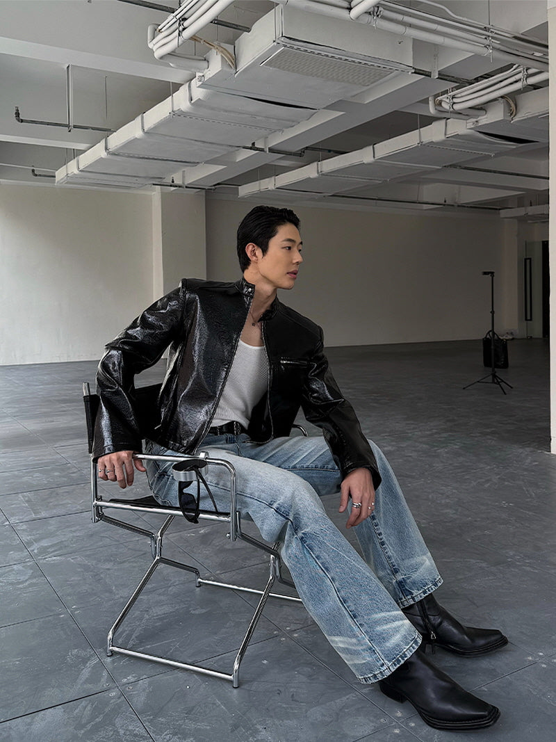 Sexy Slim Glossy Leather Jacket