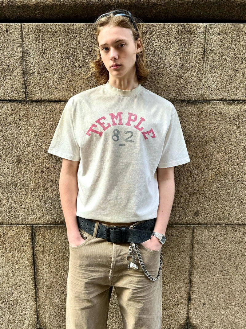Vintage Mottled Print Distressed Slim Fit Tee