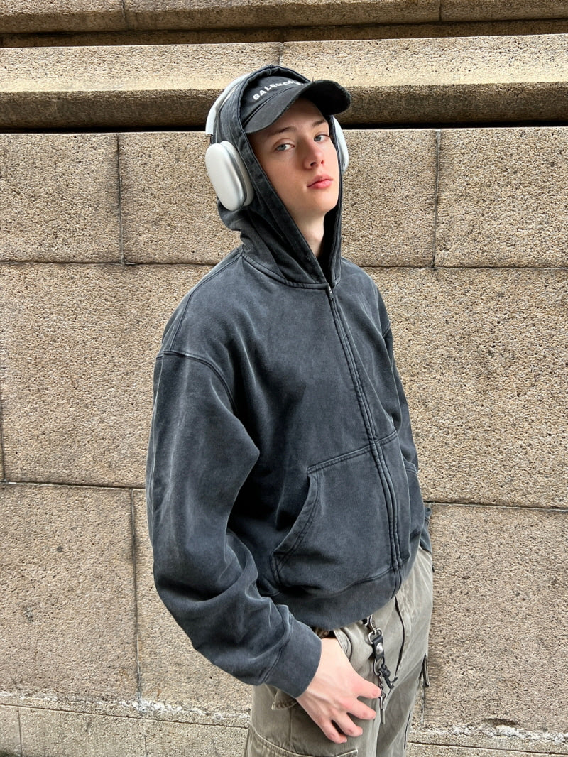 Retro Wide Fit Box Zip Hoodie