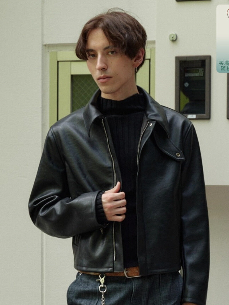 Cropped Pebble Biker Jacket