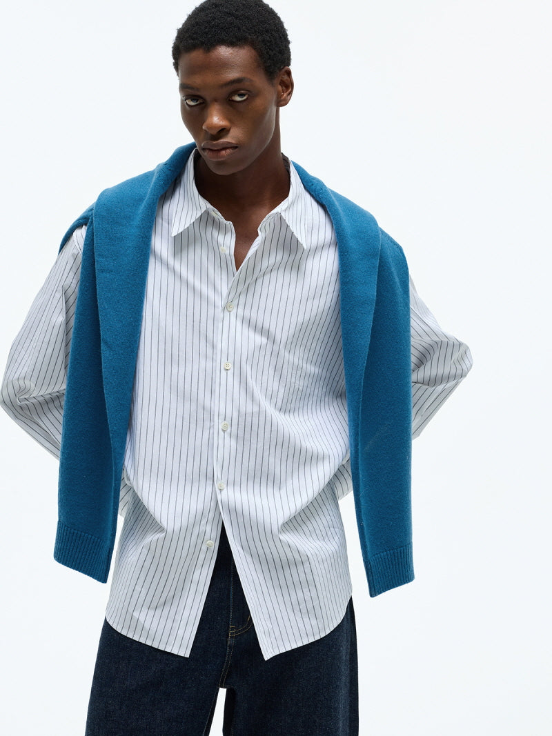 Striped Cotton Blend Casual Shirt