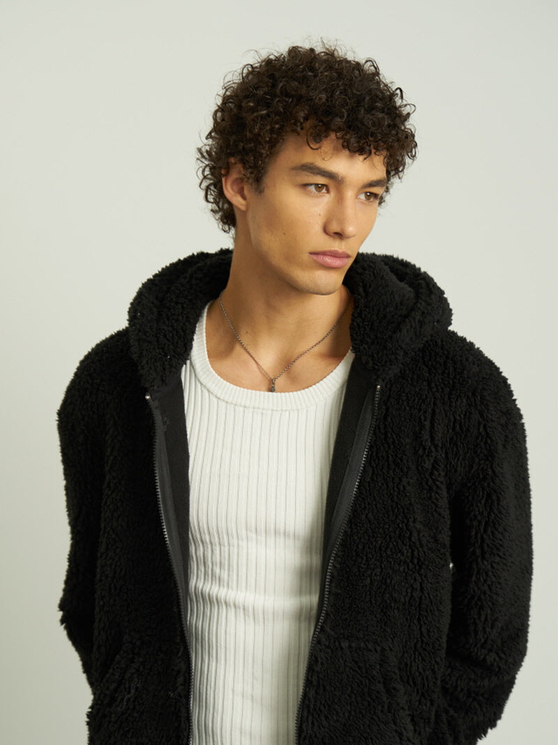 Short Wide Shearling Sweatshirt