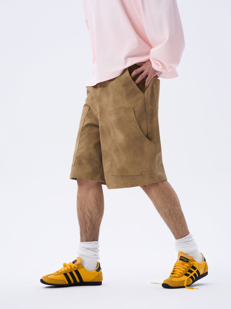 Beige Suede Cargo Pants