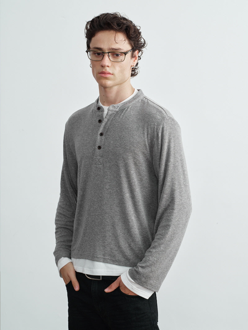 Tencel Wool Layered Henry Collar
