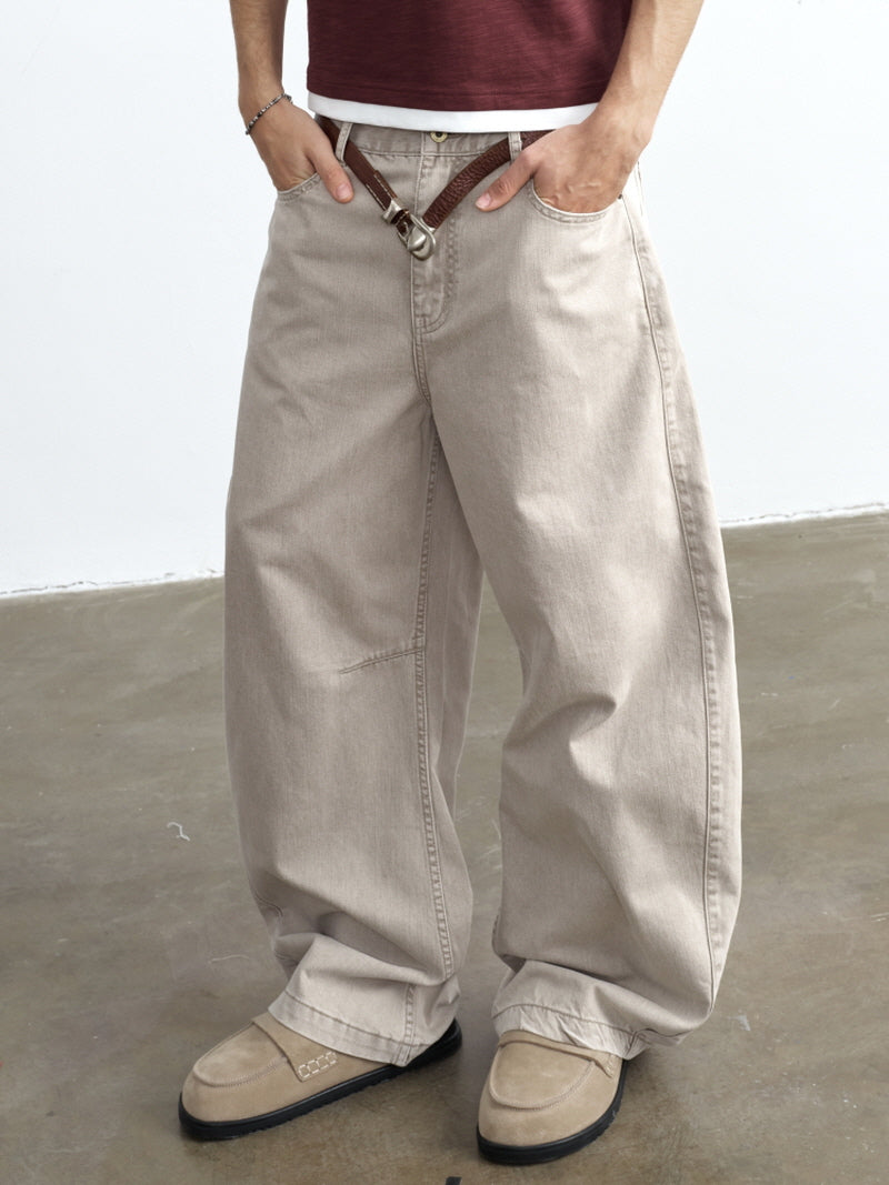 Distressed Khaki Beige Jeans