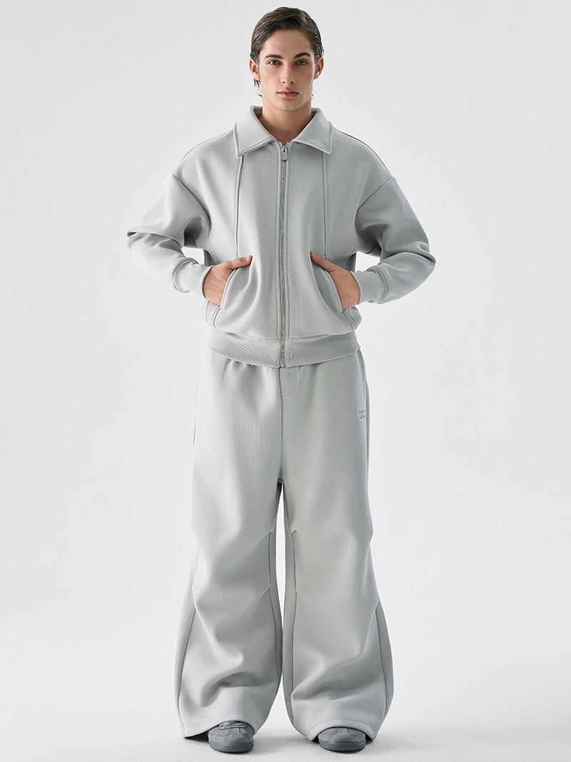 Snow Gray Velvet Sweatshirt Jacket