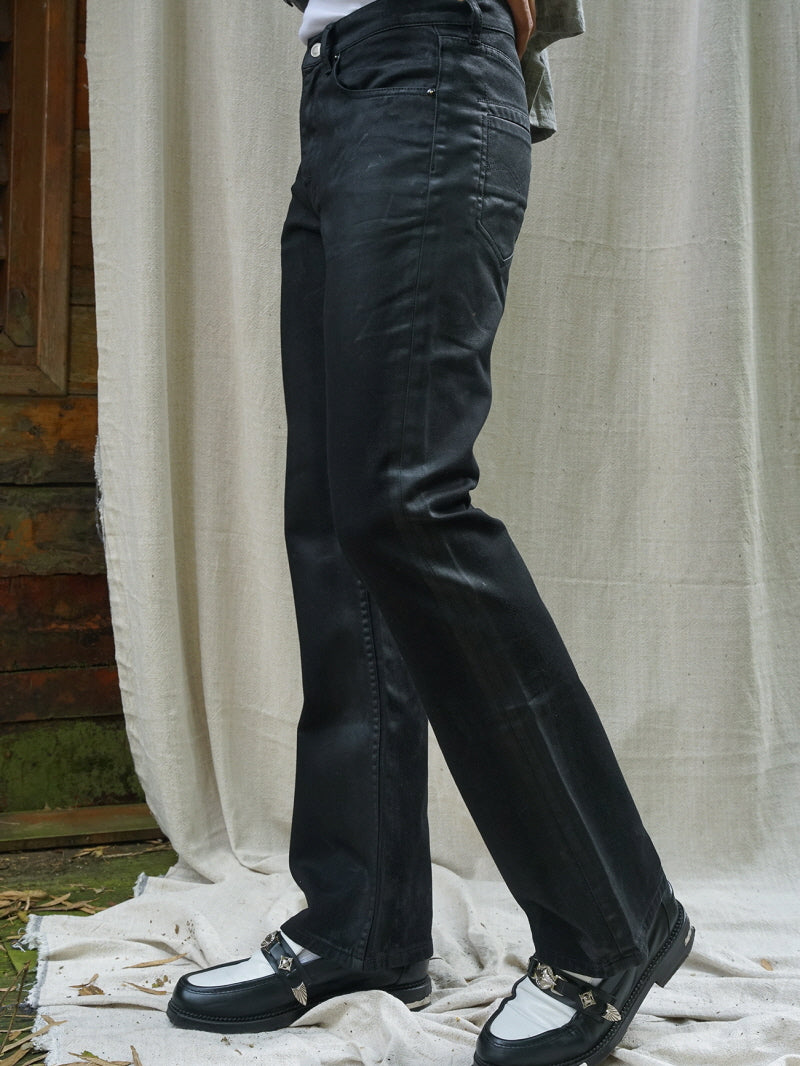 Black Wax Flare Jeans