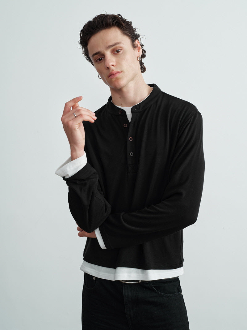 Tencel Wool Layered Henry Collar