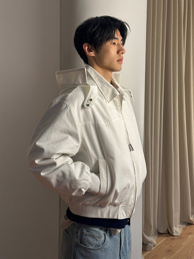 White Padded Harrington Jacket
