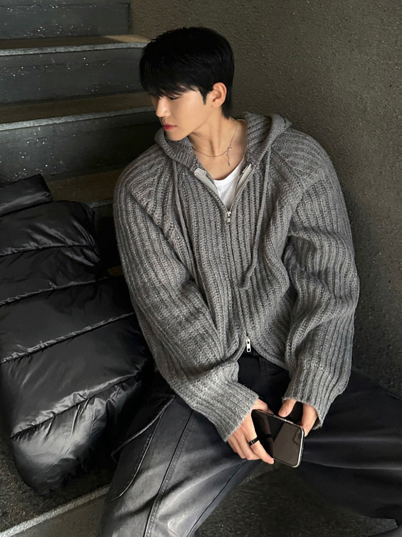 Lazy Hood Knit Jacket