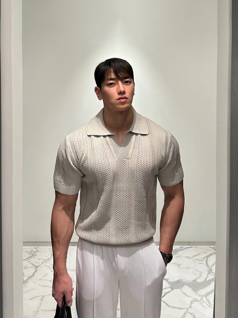 Summer Casual Mesh Knit Polo
