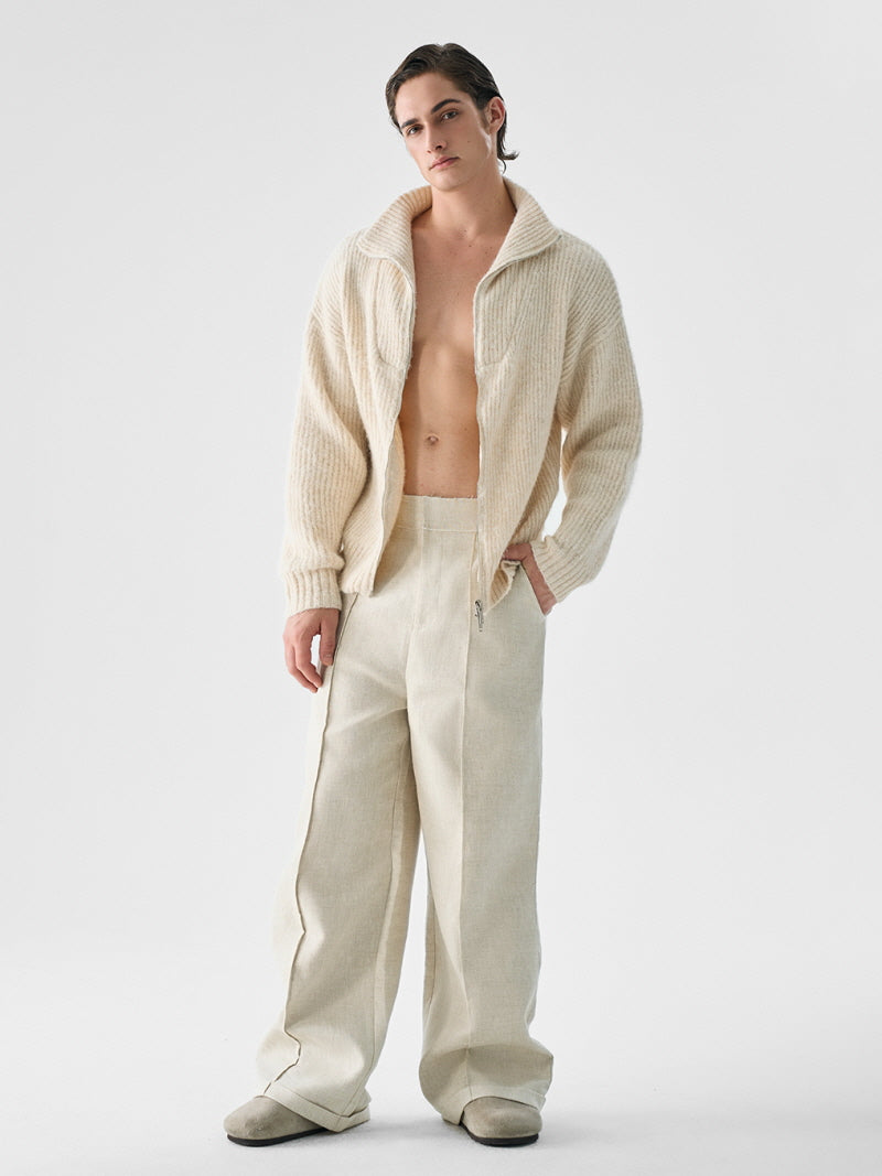 Wool Blend Zip Cardigan