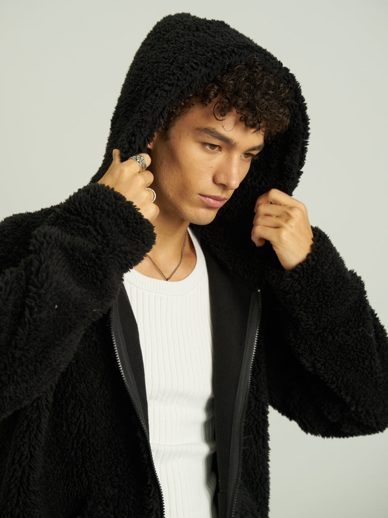 Short Wide Shearling Sweatshirt