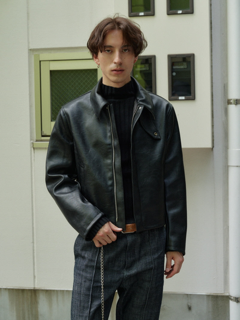 Cropped Pebble Biker Jacket