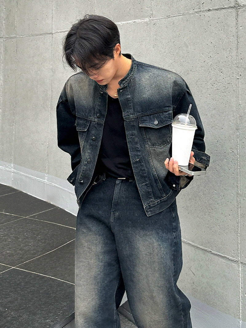 Vintage Stand Collar Denim Jacket