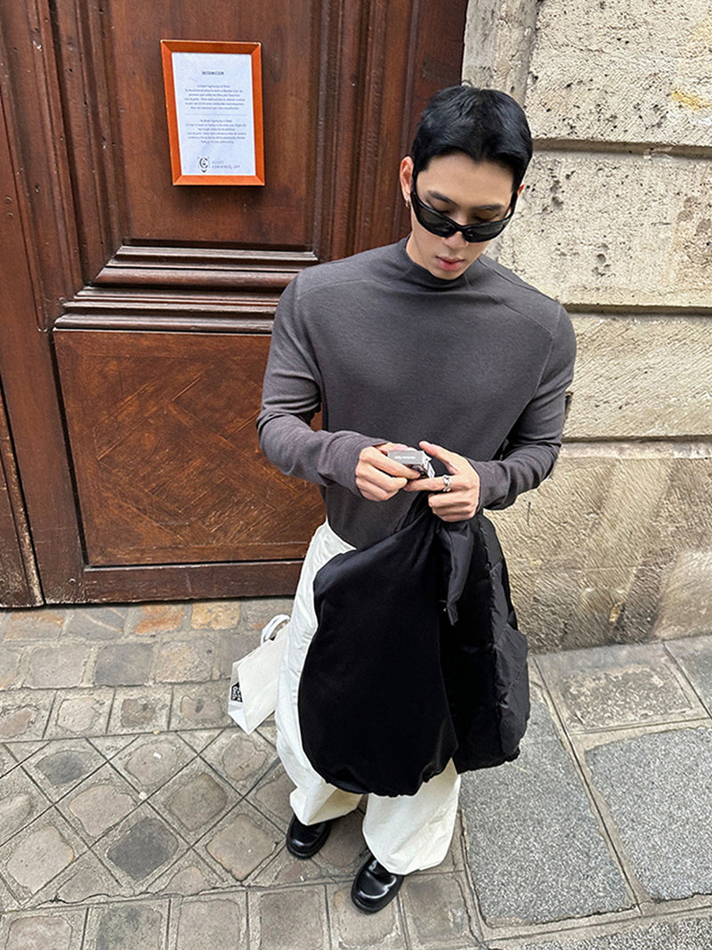 Velvet Brushed Semi-Turtleneck Tee