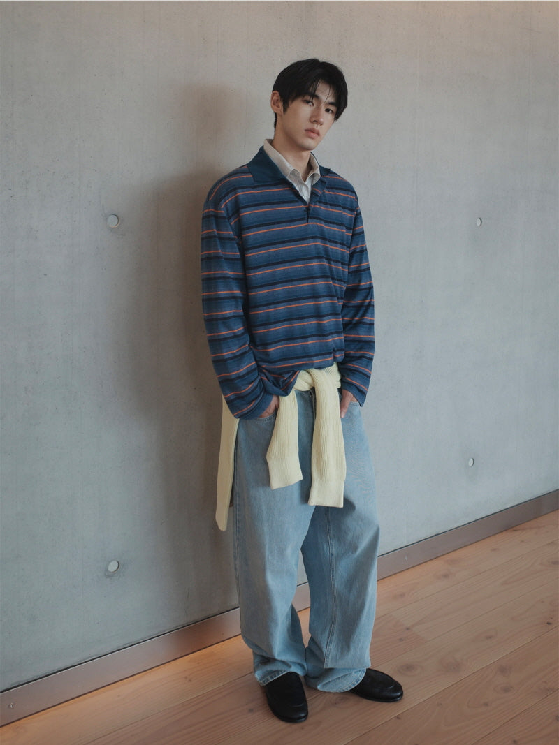 Hemp Stripe Polo Knit