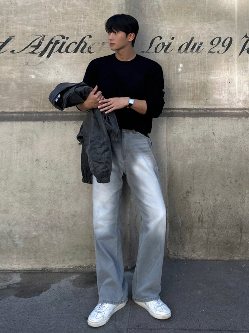 Washed Straight Denim