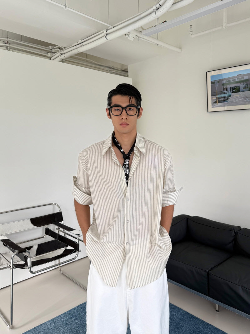 Ivory Stripe Relax Shirt