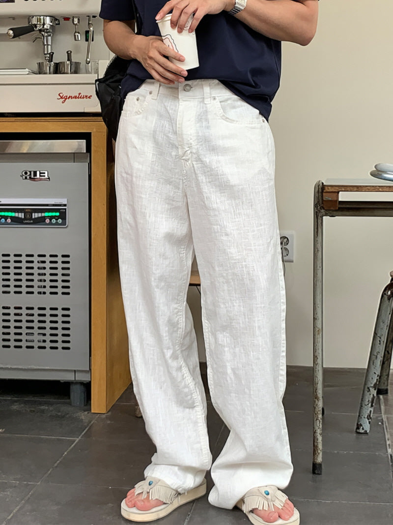 Linen Wide-Leg Slacks