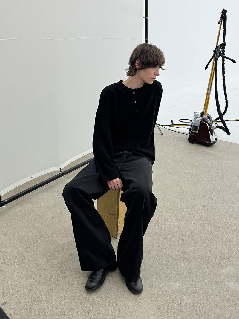 Low Rise Wide Black Jeans