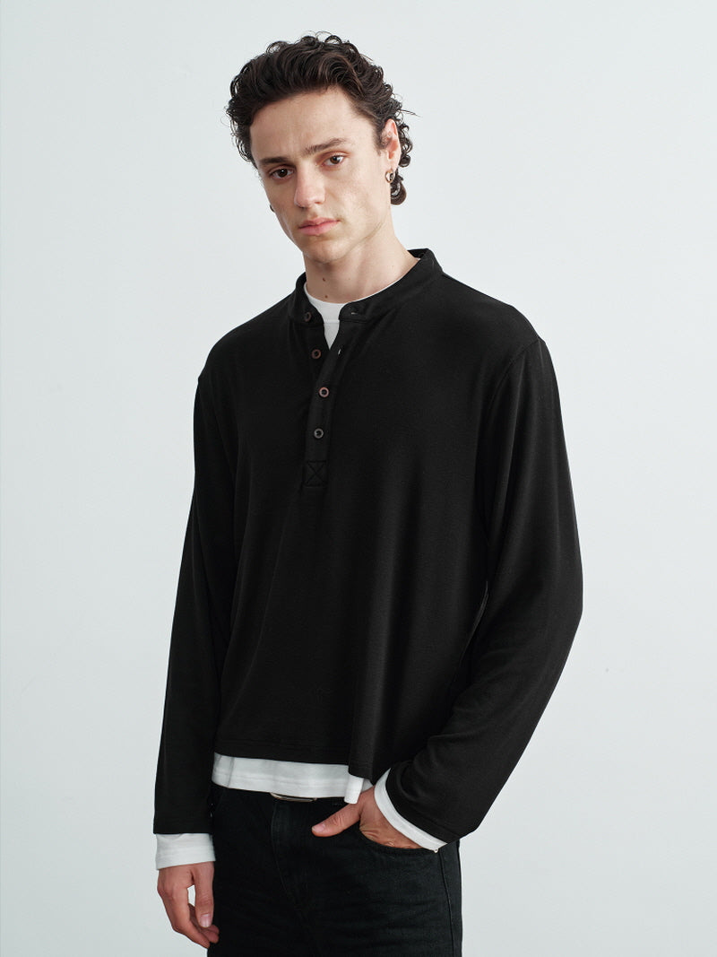 Tencel Wool Layered Henry Collar