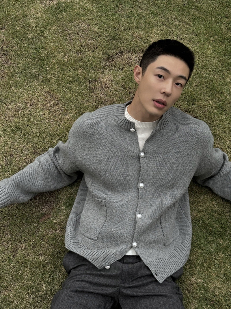Vintage Grey Knit Sweater Jacket