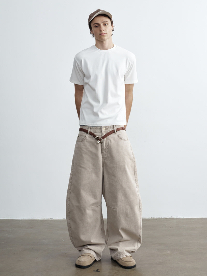 Distressed Khaki Beige Jeans