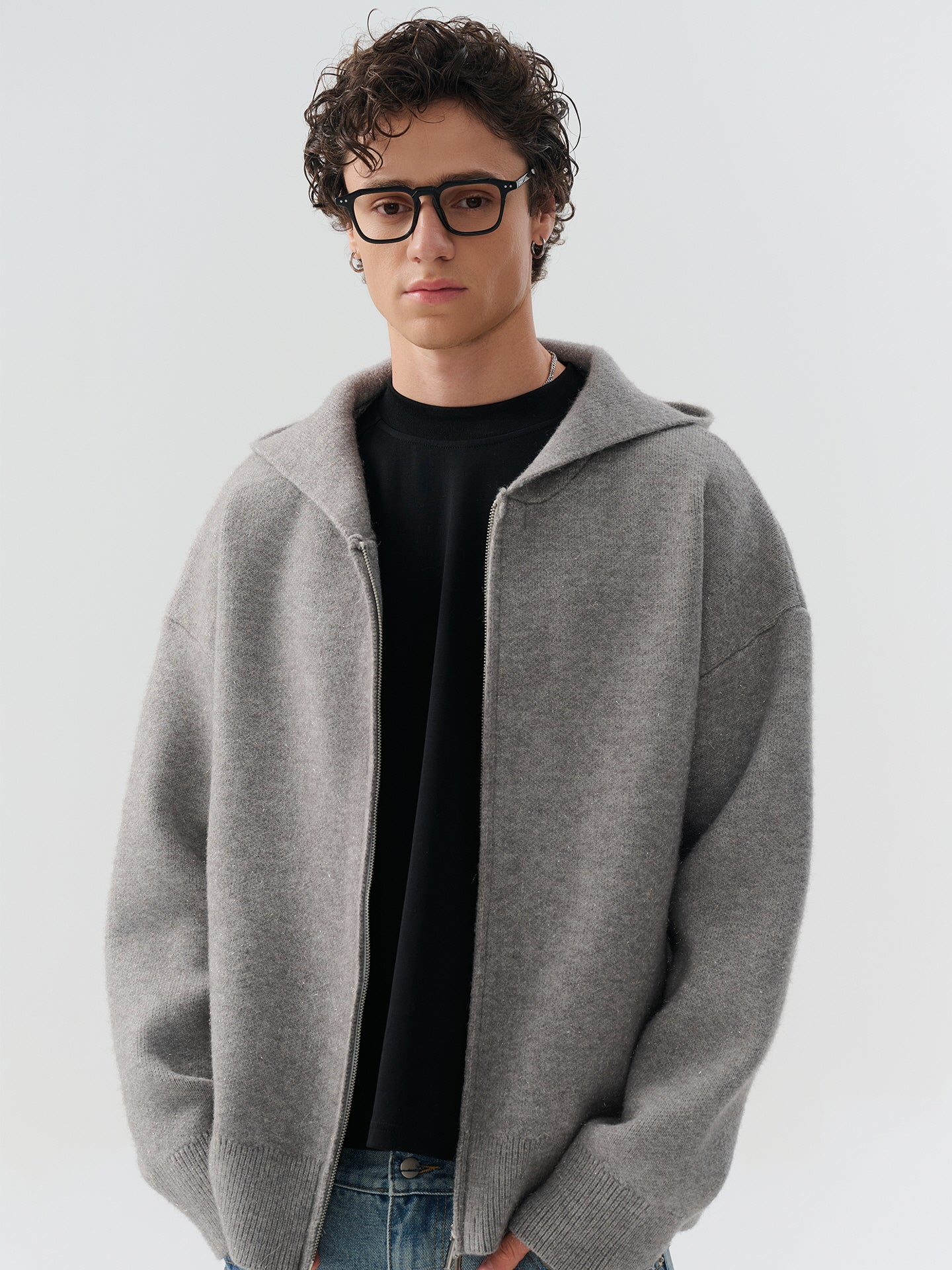 Vintage Glitter Knit Hoodie