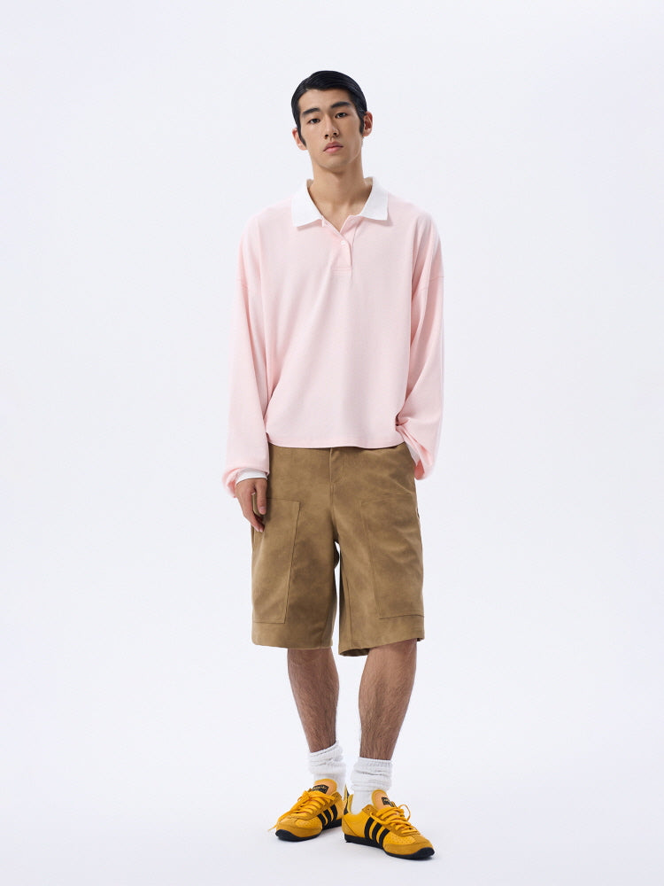 Beige Suede Cargo Pants