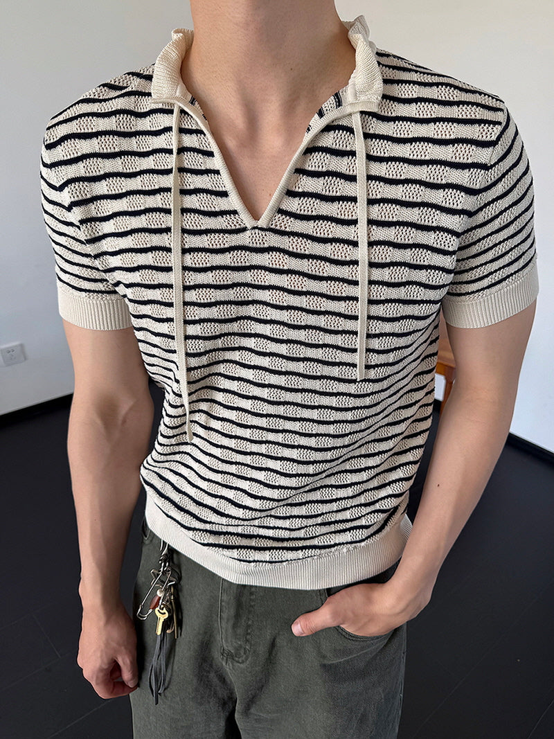 White Stripe Tencel Knit Top