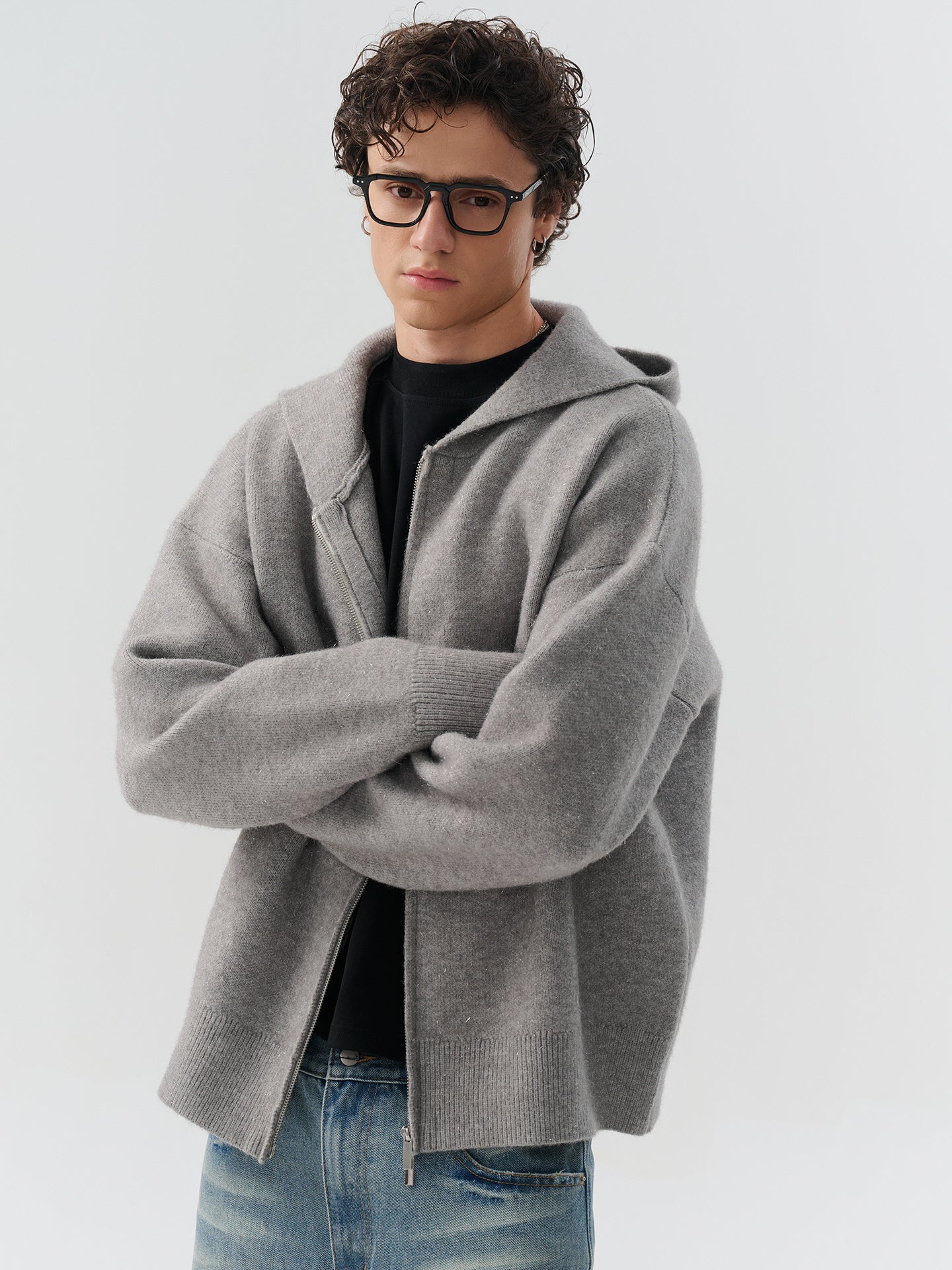 Vintage Glitter Knit Hoodie